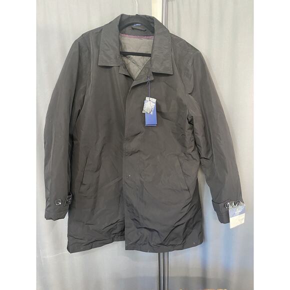 Stafford Tailored Culture Mac Coat Mens 46 Black Classic Fit Long Sleeve Pockets - Picture 1 of 9